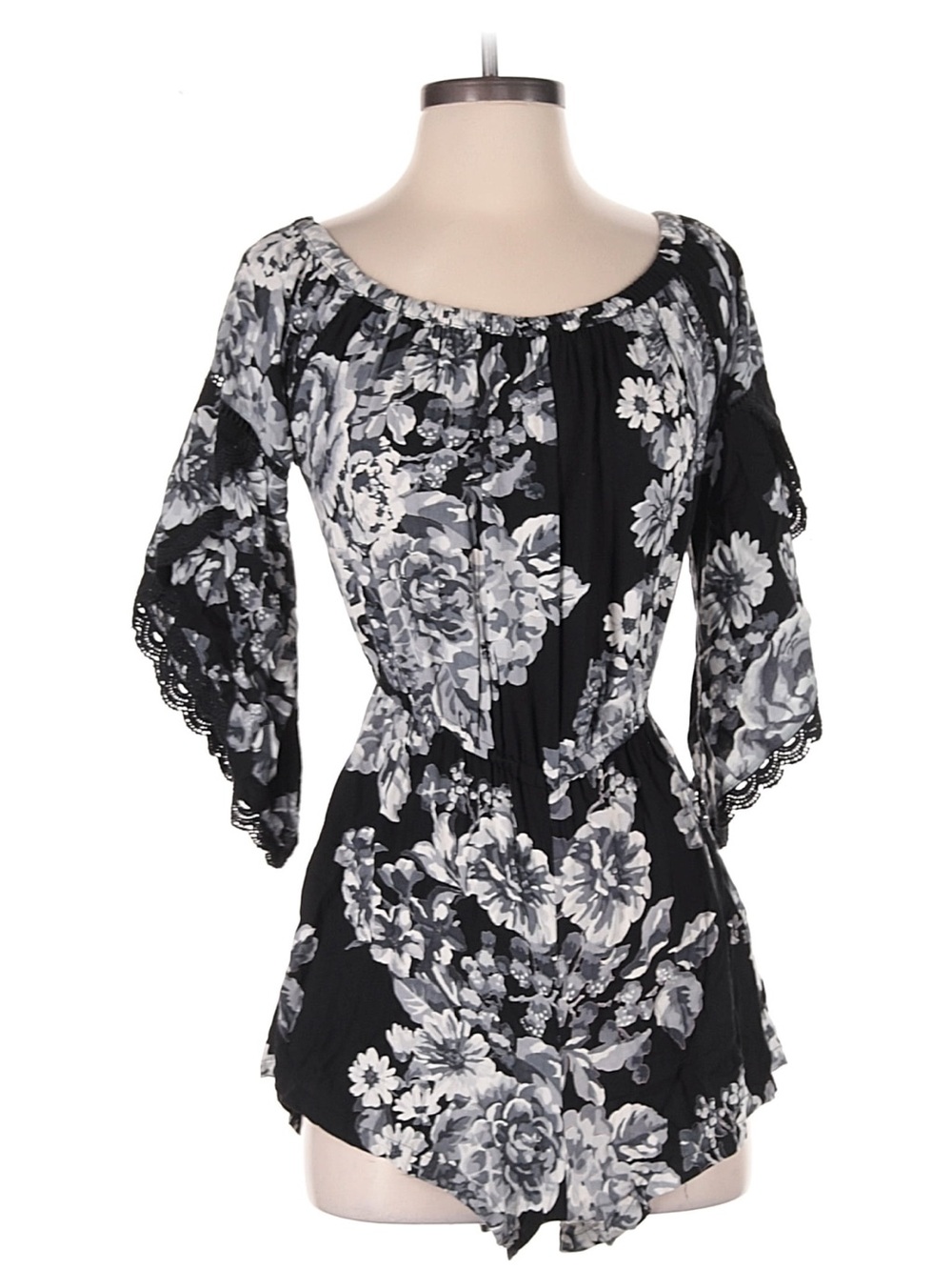 ANGIE ROMPER Black & White FLORAL